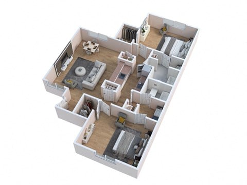 Floor plan for 2 beds, 2 baths, 1150 sqft